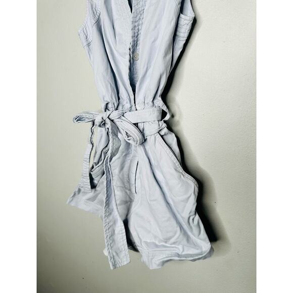 DEREK LAM x RTR Blue Light Cotton Sleeveless Tie Waist Romper Size 36 - Picture 6 of 14
